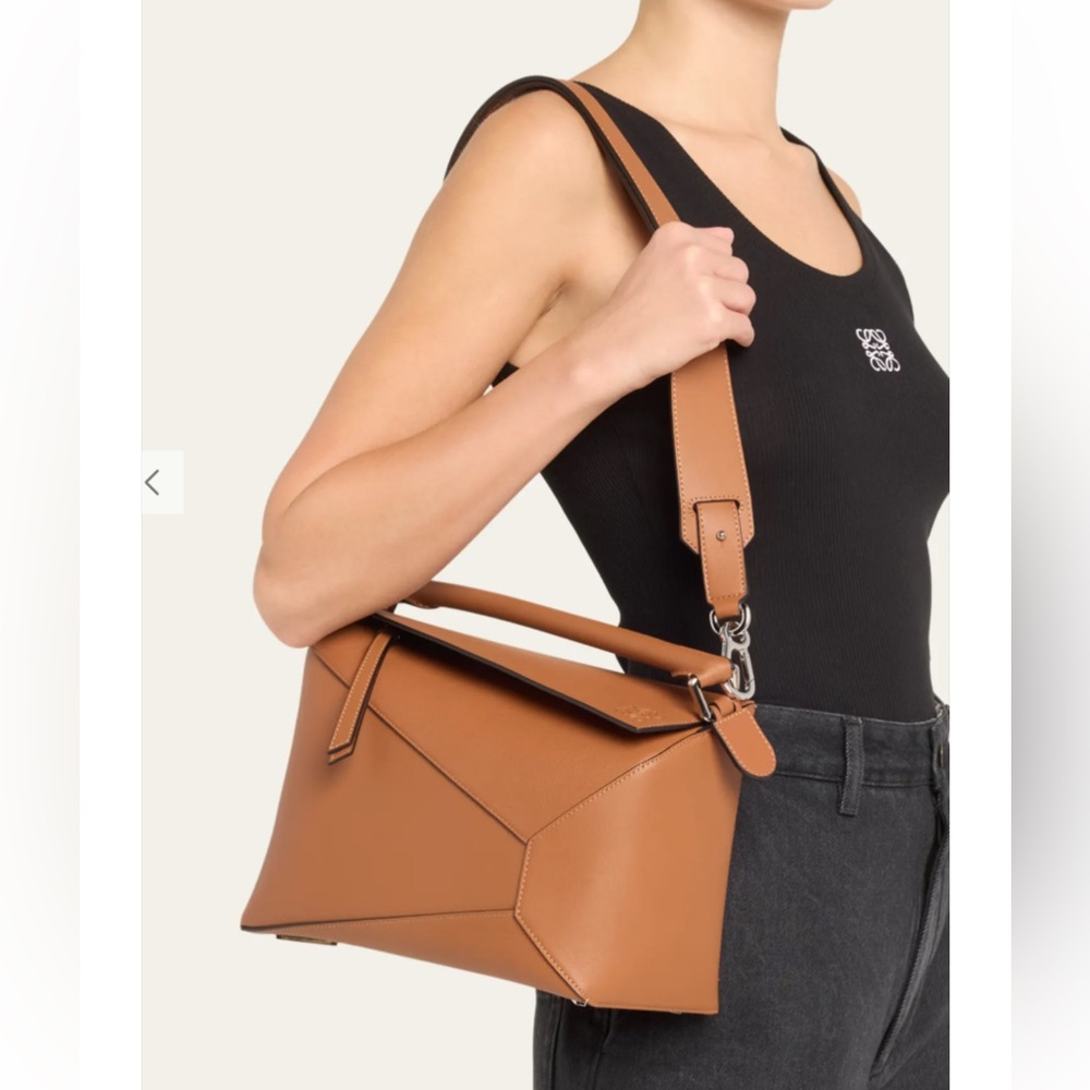Loewe Brown Puzzle Edge Medium Purse with Adjustable Strap